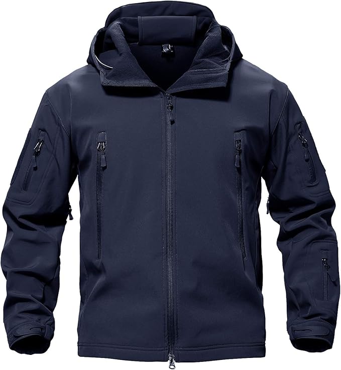 TACVASEN Men's Special Ops Military Tactical Soft Shell Winter Warm Fleece Lined Jacket Rain Hood Coat Hiking Snowboard