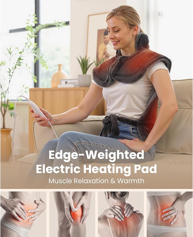 BOB AND BRAD Heating Pad for Back Pain Relief, FSA Edge-Weighted Electric Heat Pad for Neck HSA Eligible, Shoulders &Full Body Relief, Fast Heating, ETL Certified, Gift for Women Men Family 24"x34"