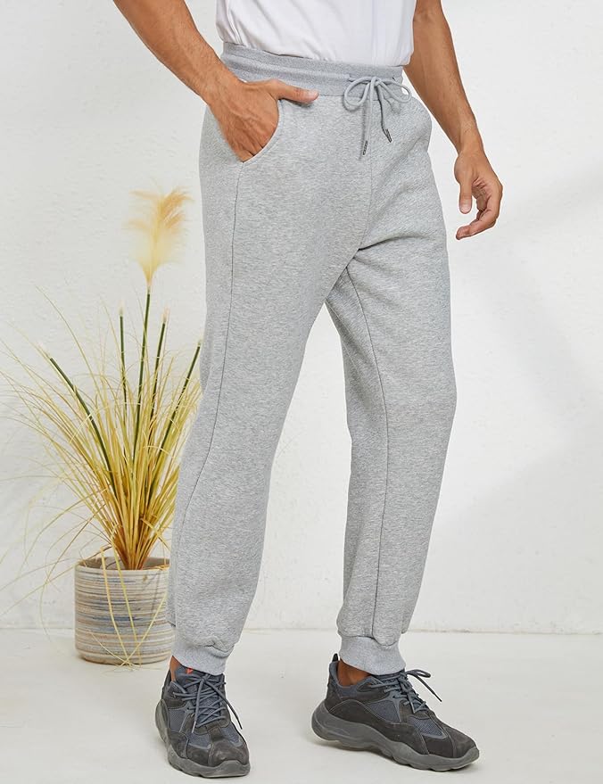 Gihuo Men's Winter Fleece Pants Sherpa Lined Sweatpants Active Running Jogger Pants