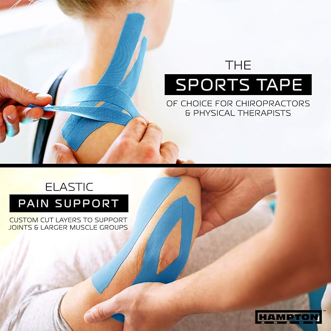 Hampton Adams | As Seen on Shark Tank | Elastic Kinesiology Tape (Bulk Roll) | 135ft Uncut | Supports & Protects Muscle Wrist Knee Shoulder Back Plantar Fasciitis | Waterproof Hypoallergenic