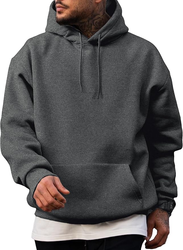 JMIERR Mens Casual Cotton Hooded Collar Drawstring Hoodies Pullover Sweatshirts Casual Long Sleeve Shirts