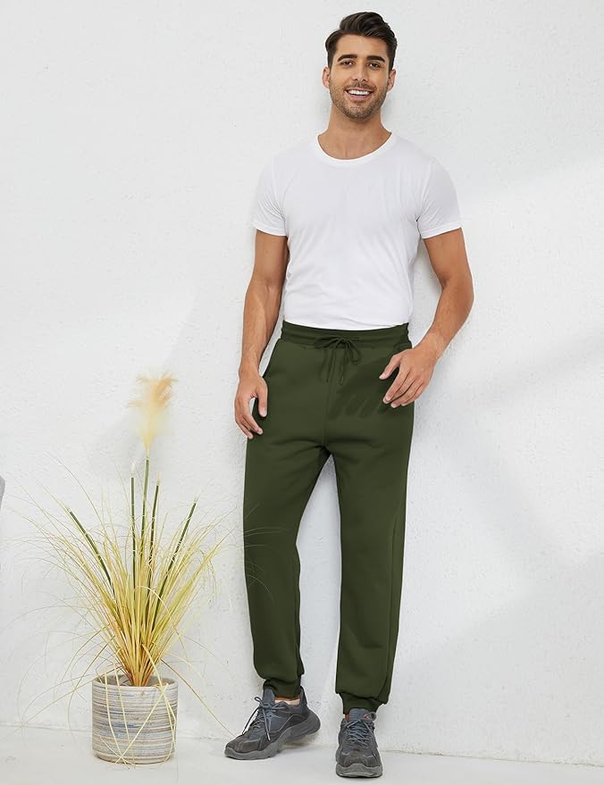 Gihuo Men's Winter Fleece Pants Sherpa Lined Sweatpants Active Running Jogger Pants