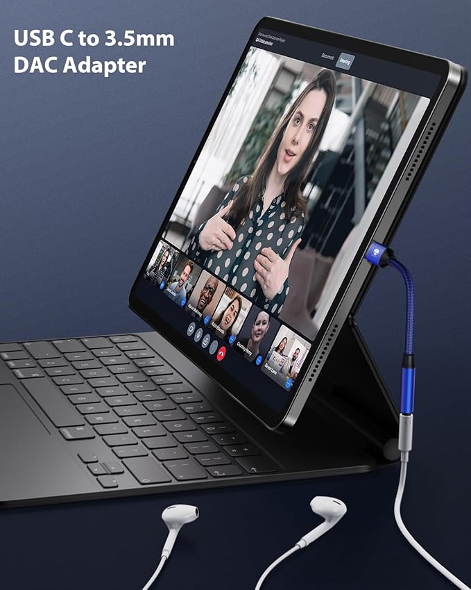 Stouchi USB C to 3.5mm Female Adapter, Type C Headphone Audio Jack Cable Cord Hi-Fi Dongle for iPhone 17/16 /15, Pixel 9/8 /7/6, iPad, Samsung Galaxy S25 S24 S23 Ultra -Blue 2 Packs
