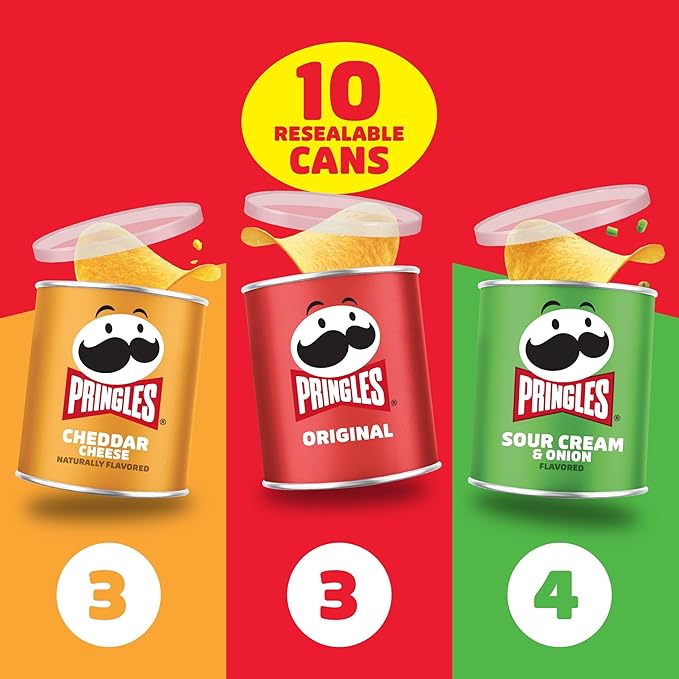 Pringles Potato Crisps Chips, Lunch Snacks, Variety Pack, 13.7oz Pack (10 Cans)