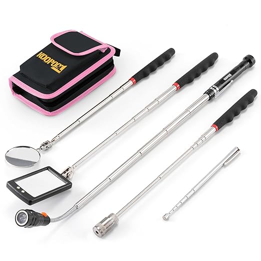 Telescoping Magnetic Pickup Tool Set, Inspection Mirror Telescoping, LED Flashlight, Cool Gadgets for Men, Stocking Stuffers, Gifts for Dad, Husband, Kids, Boyfriend, Magnet Stick