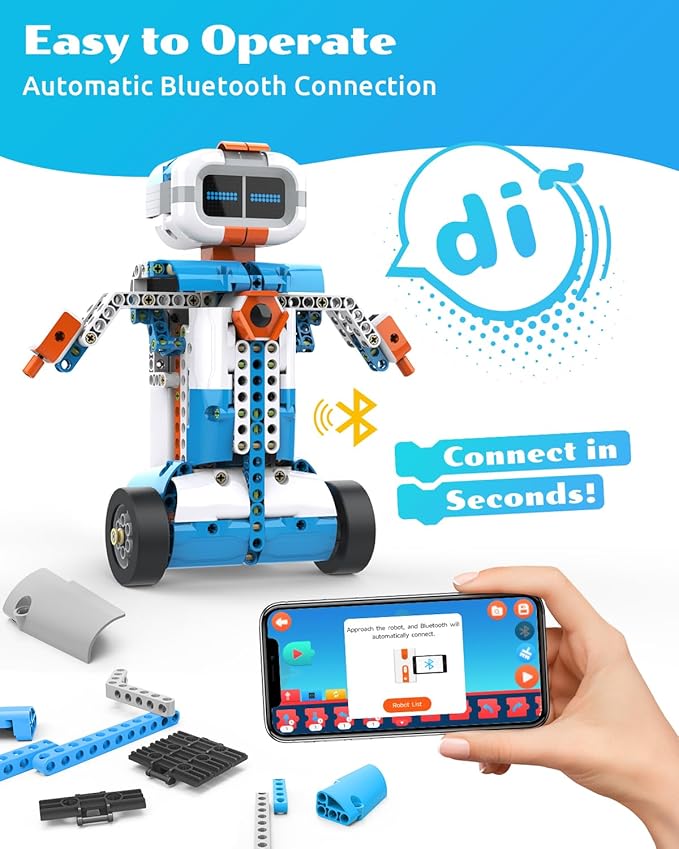WhalesBot E7 Pro Coding & Remote Control Robot Kit for Kids 8+, Scratch & Modular Programming, Educational Engineering Science Toy Set with Smart Controller/Sensors/Motors for Kids Ages 8-12, 12-16
