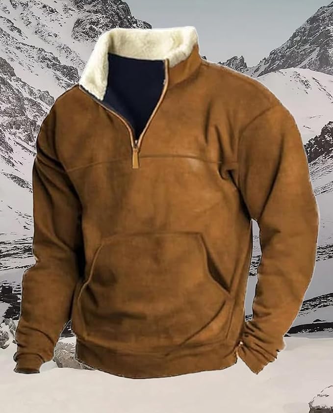 Western Sweatshirts for Men Aztec Retro Pullover Quarter Zip Sweatshirt Mens Stitching Color Fleece Sweatshirt