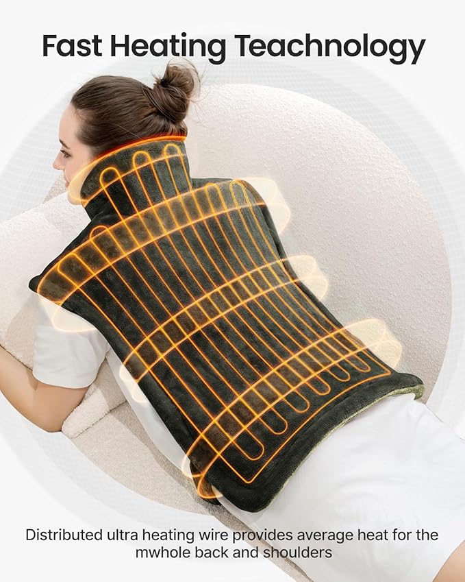 RENPHO Valentines Day & Birthday Gifts for Her Him Women Men, Heating Pad for Back Pain & Period Cramps,FSA Eligible, Weighted Heat Pad for Neck and Shoulders, 24"x33", ETL Certified, Green