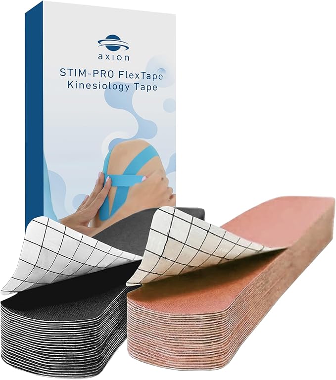 axion Kinesiology Tapes PRECUT Black Beige | 50 Pre-Cut Sport Tape Strips 10x2 in | Waterproof • Skin-Friendly • Elastic | Kinesiology Tapes Ideal for Sports