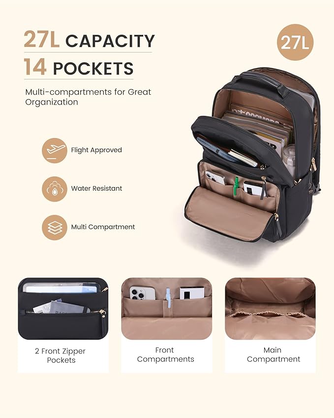 LOVEVOOK Laptop Backpack for Women with 2X Extra-Large Tumbler Pockets, 15.6" Work Backpack Purse, Travel Personal Item Bag, Carry On Business Computer Bag for Office, School, or Gift, Lustrous Indigo