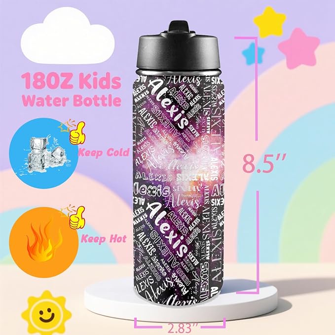 VIPOPSA Custom Water Bottle With Straw Lid Stainless Steel Customized Kids Water Bottle For Boys Girls Woman Man18oz