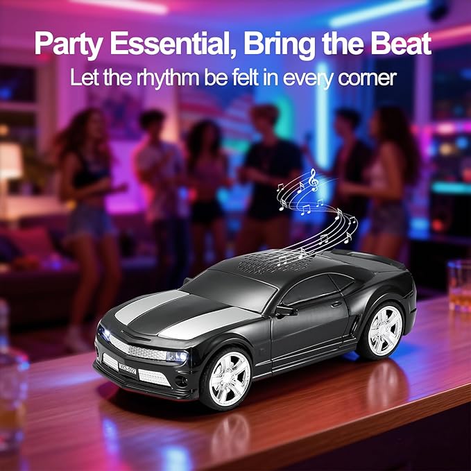 Classic Sports Car Model Bluetooth Speaker, Portable Wireless Outdoor Speaker with HD Sound, TWS Pairing, Truck Bluetooth Speaker, Parties & Home Audio (Black)