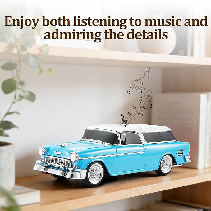 Retro car-Shaped Bluetooth Speaker, high-Definition Sound Quality, TWS Pairing, Multiple Interface outputs, Truck Model Bluetooth Speaker, Suitable for Desktop Decoration, Parties, Beach (Blue)