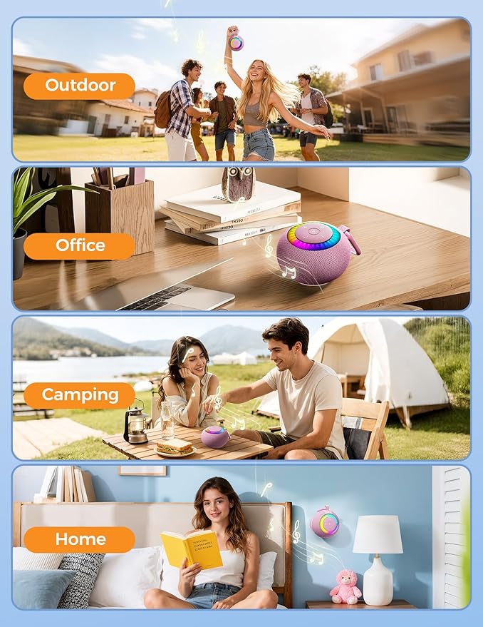 Shower Speaker Bluetooth Waterproof Portable: 360° Surround Sound, IPX7 Suction Cup Removable with Vacuum Exhaust Knob, 2 IN1, RGB Lights, BT5.4, TWS, Pool/Beach/Kayak, Gifts for Adults Teens-Pink