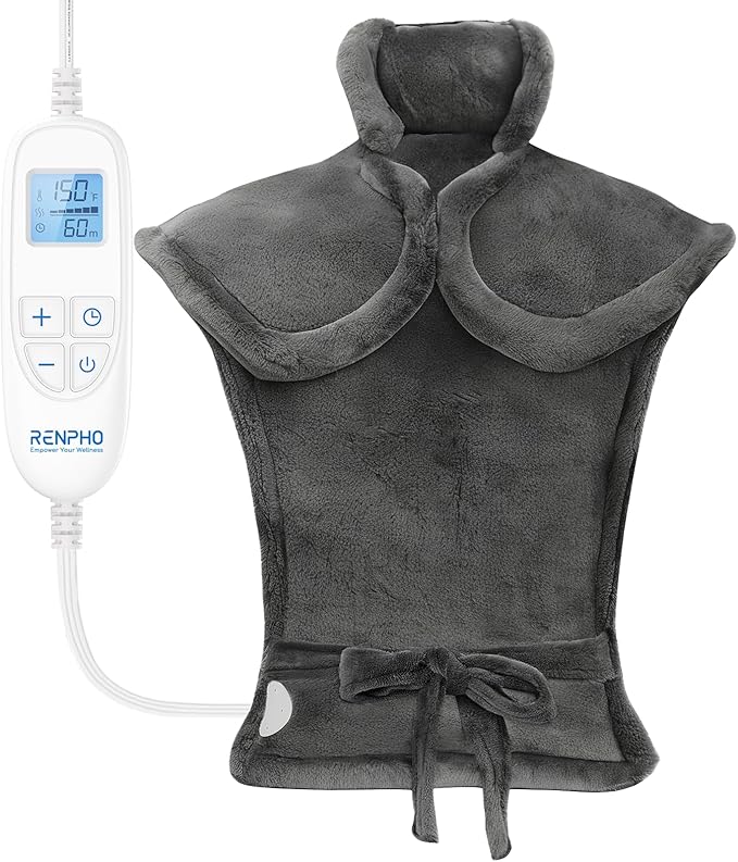 RENPHO Electric Heating Pad for Back, Valentines Day Gifts for Her Him, Birthday Gifts for Women Men Mom, FSA Eligible HSA Approved, Large Heat Pad for Neck Shoulders, 24"x33", ETL Certified, Gray