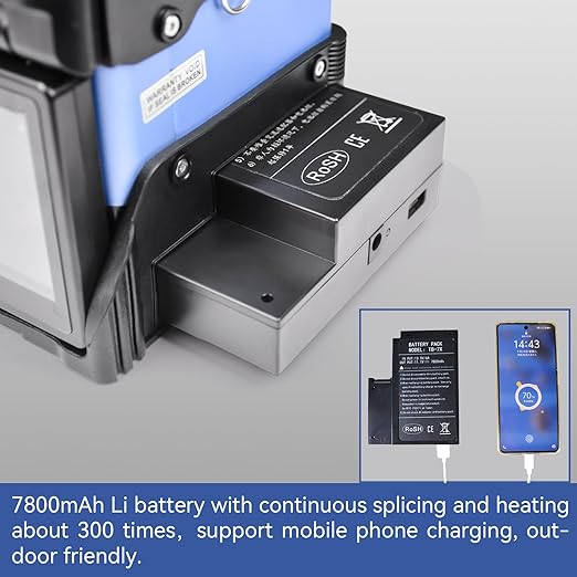 FA-66S Fiber Optic Fusion Splicer, 6 Motors Core Aligment Recognize The Fiber Type,Suitable for FTTH/FTTX/Metropolitan Area Network, 7800mAh Li-Battery, Touch Screen, Fast Splicing