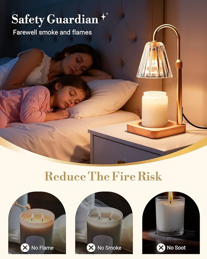 Marycele Candle Warmer Lamp with Timer Dimmer for Yankee Candles Adjustable Height, Birthday Gifts for Women Mom Sister, Wax Candle Lamp Warmer Vintage Farmhouse Home Decor