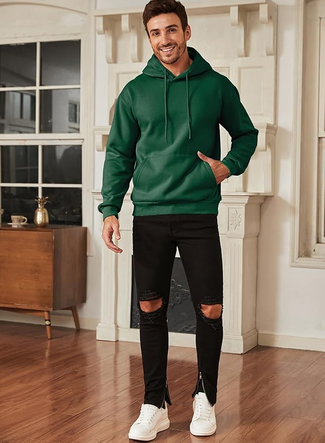 JMIERR Mens Casual Cotton Hooded Collar Drawstring Hoodies Pullover Sweatshirts Casual Long Sleeve Shirts