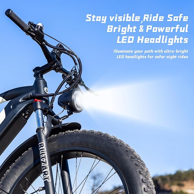 Electric Bike for Adults, 1100W Peak E-Bike, 26 x 4” Fat Tire, Aluminum Frame Mountain Bike, Hydraulic Disc Brakes Electric Bike