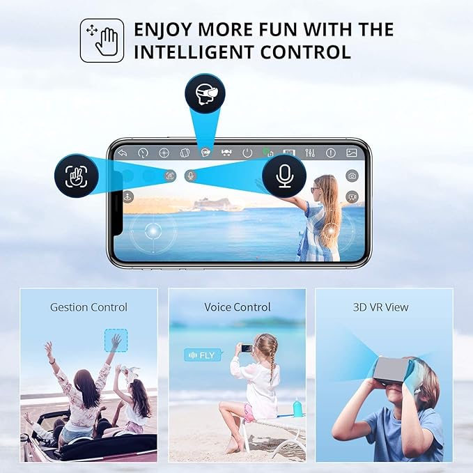 DRONEEYE 4DV13 Drone with 1080P HD FPV Camera for Kids Adults,Remote Control Helicopter Quadcopter for Beginners boy Toys Gift,Waypoint Functions,Altitude Hold, Gesture Selfie,3D Flips,2 Batteries,Black