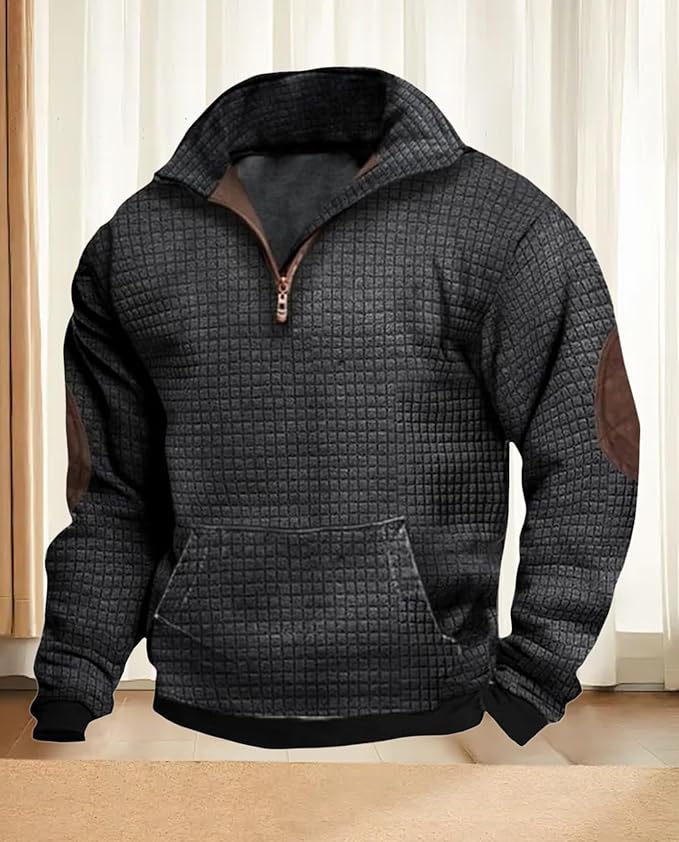 Western Sweatshirts for Men Aztec Retro Pullover Quarter Zip Sweatshirt Mens Stitching Color Fleece Sweatshirt