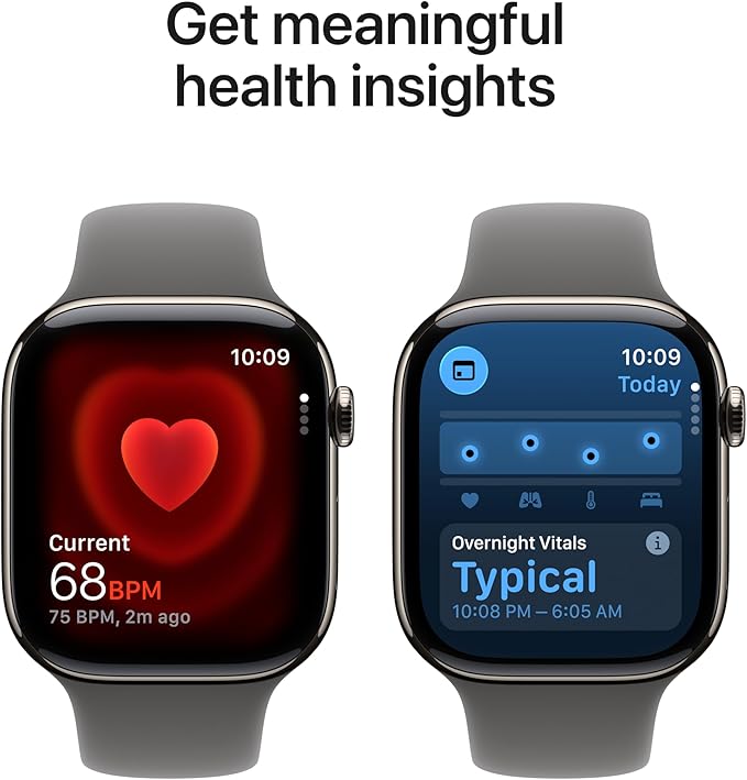 Apple Watch Series 11 [GPS + Cellular 46mm] Smartwatch with Natural Titanium Case with Stone Gray Sport Band - M/L. Sleep Score, Fitness Tracker, Health Monitoring, Always-On Display, Water Resistant
