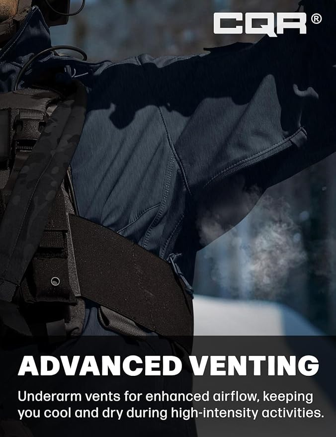 CQR Men's Tactical Softshell Jacket, Winter Warm Fleece Lined Coat, Water Resistant Outdoor Hunting Hiking Rain Windbreaker