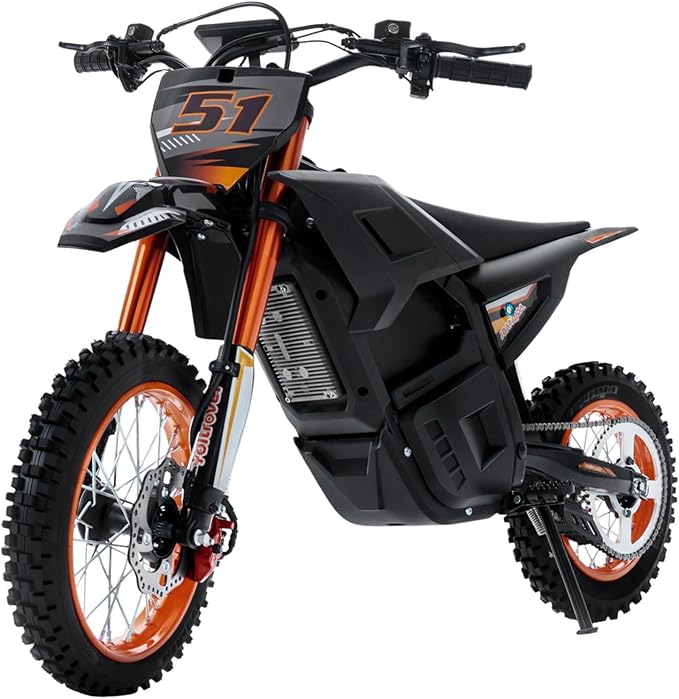 Electric Dirt Bike for Adults & Teens 13+, 2000W Off-Road Electric Motorcycle, 48V 21Ah Removable Battery, 37MPH Fat Tire E Dirt Bike with Hydraulic Brakes, Family Trail Riding Gift-Orange