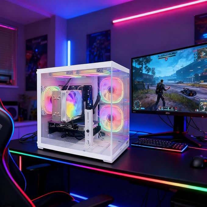 Prebuilt Gaming Desktop Computer | 16G Memory | 512G SSD | AMD Ryzen5 6Cores 3.6G Up to 4.1G | RX 560 4G Graphics Card | Wi-Fi 6 | Gamer PC White