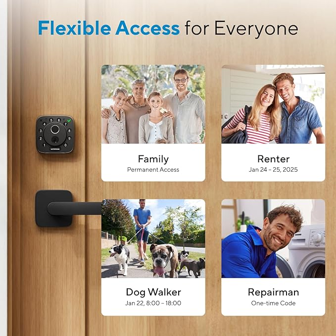 ULTRALOQ Bolt Fingerprint WiFi Smart Lock, Works with Apple Home, Siri, Alexa, Keyless Entry with Fingerprint ID, App Remote Control, Keypad Deadbolt, BHMA Cert., Easy Install, IP65, Black