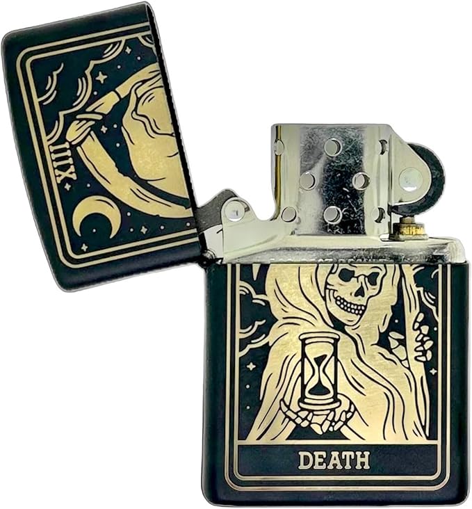 23 Custom Tarot Card - Major Arcana Card Laser Engraved Zippo Black Matt Windproof Lighter (The Death)