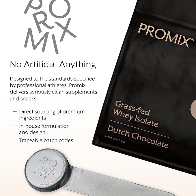 ProMix Nutrition Whey Protein Isolate Powder, Chocolate - Grass-Fed - ­Post Workout Fitness & Nutrition Shakes, Smoothies & Cooking Recipes - Gluten-Free & Keto-Friendly - 2.5 Pound (Pack of 1)