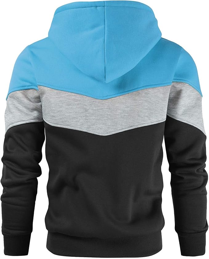 Gesean Men's Novelty Color Block Pullover Fleece Hoodie Long Sleeve Casual Sweatshirt with Pocket