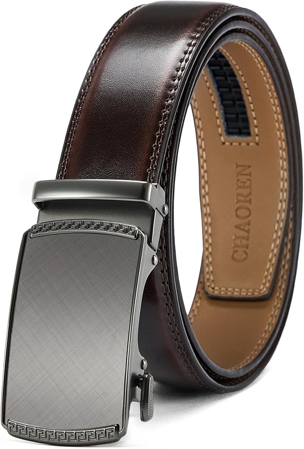 CHAOREN Mens Belt Leather Ratchet Belt - Customizable Fit, Effortless Style (35mm)