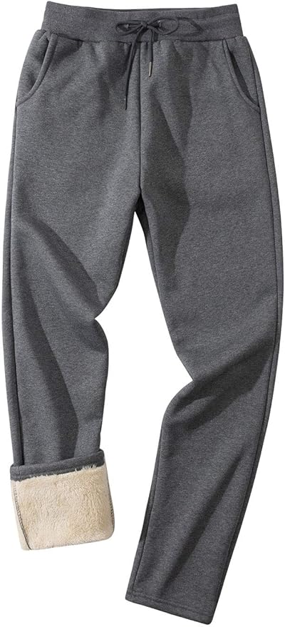 Gihuo Men's Winter Fleece Pants Sherpa Lined Sweatpants Active Running Jogger Pants