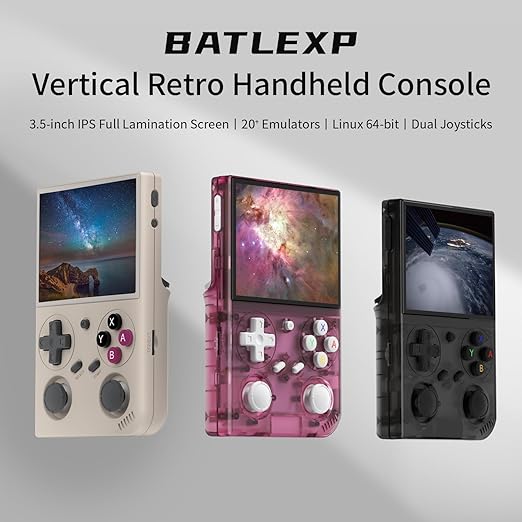G350 Retro Game Console,Linux System RK3326 G350 Handheld Game Console Built-in 64G TF Card 4371 Games,3.5-inch IPS Screen, WiFi, Bluetooth HDMI Output, 3200mAh Battery