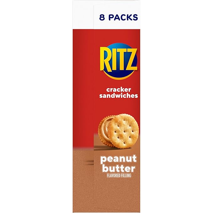 RITZ Peanut Butter Sandwich Crackers, Lunch Snacks, 48 Snack Packs (6 Boxes, 6 Crackers Per Pack)