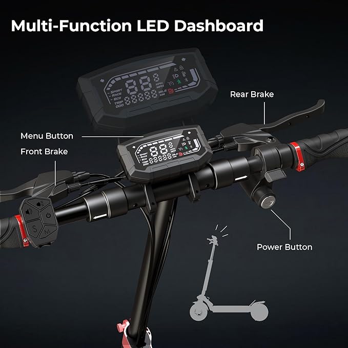 iScooter Electric Scooter, 800W Motor E-Scooter Up to 25/28 Miles Range, Top Speed 25/28 MPH,10" Off Road escooter Tires,Adjustable Handlebar Height, Folding Commuting Electric Scooter for Adults
