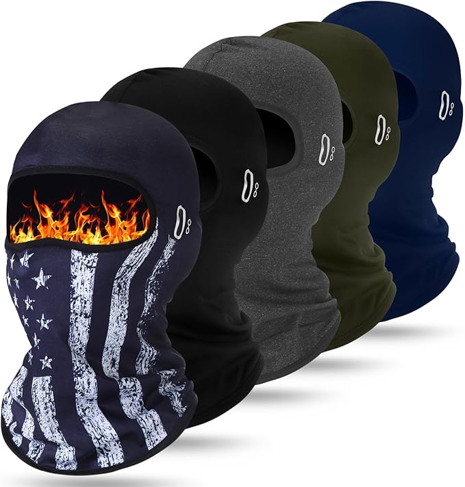 Suhine 5 Pcs Winter Balaclava Ski Mask Windproof Thermal Full Face Mask Cold Weather Balaclava with Reflective Stripe