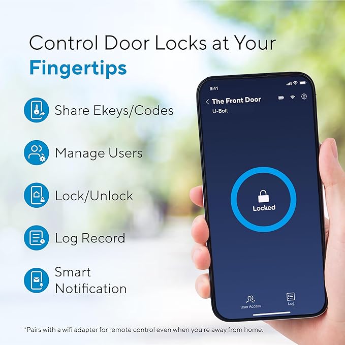 ULTRALOQ U-Bolt Smart Lock with WiFi Bridge, 6 in 1 Keyless Entry Door Lock with App Remote Control, Backlit Keypad, Auto Unlock, Smart Deadbolt Front Door, ANSI Grade 1, 1 Year Battery, Satin Nickel
