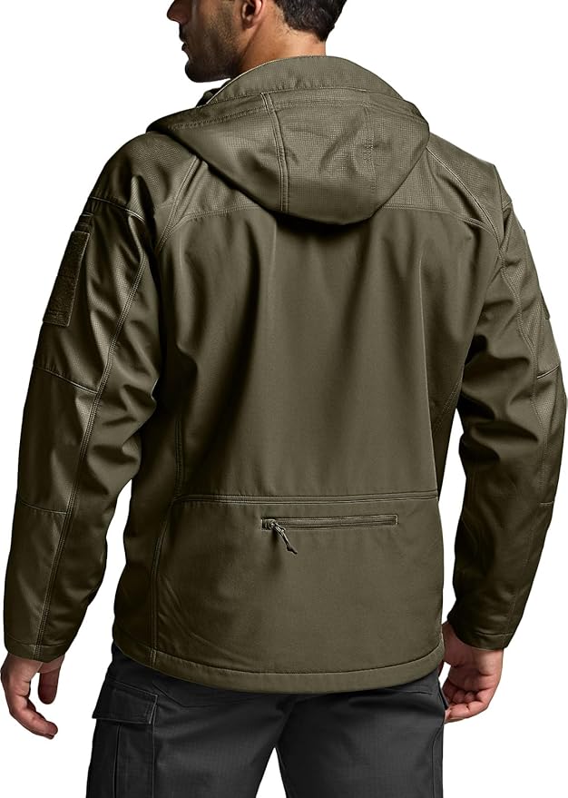 CQR Men's Tactical Softshell Jacket, Winter Warm Fleece Lined Coat, Water Resistant Outdoor Hunting Hiking Rain Windbreaker