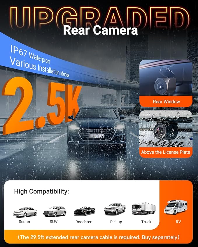 Vantrue N4S 3 Channel Front Inside Rear Dash Cam, 2.7K+1440P+1440P WiFi Dash Camera w/PlatePix™, STARVIS 2 x HDR x IR Night Vision, Voice Control, GPS, 24/7 Parking Mode, Support 1TB Max