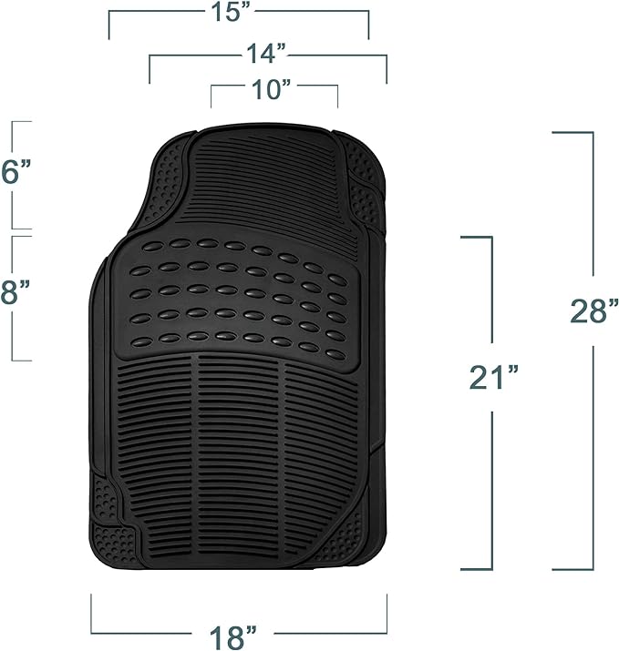 FH Group Automotive Floor Mats Climaproof for All Weather Protection Universal Fit Trimmable Heavy Duty fits Most Cars, SUVs, and Trucks, 2pc Front Set Solid Black