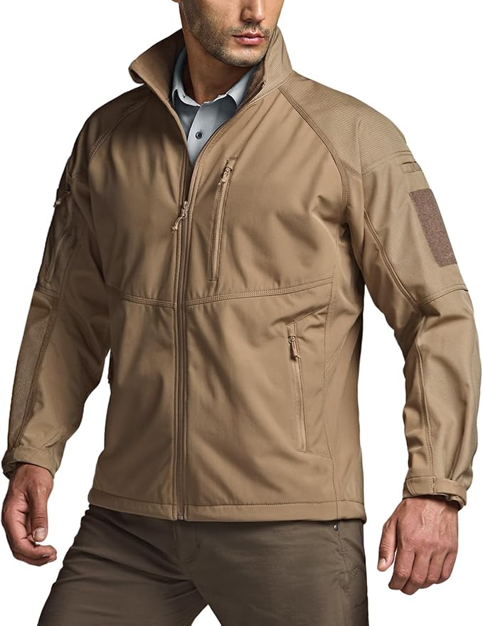 CQR Men's Tactical Softshell Jacket, Winter Warm Fleece Lined Coat, Water Resistant Outdoor Hunting Hiking Rain Windbreaker
