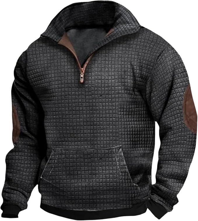 Western Sweatshirts for Men Aztec Retro Pullover Quarter Zip Sweatshirt Mens Stitching Color Fleece Sweatshirt