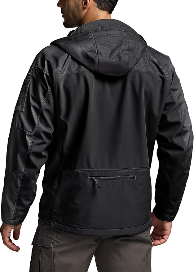 CQR Men's Tactical Softshell Jacket, Winter Warm Fleece Lined Coat, Water Resistant Outdoor Hunting Hiking Rain Windbreaker