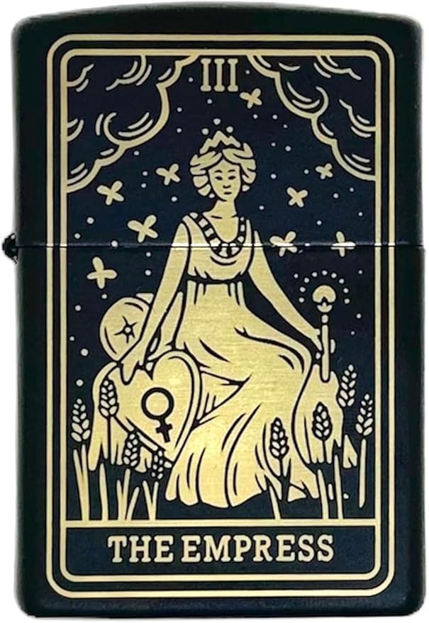 23 Custom Tarot Card - Major Arcana Card Laser Engraved Zippo Black Matt Windproof Lighter (The Empress)