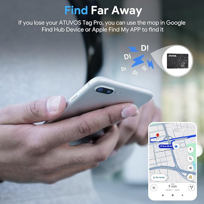 ATUVOS Air Tag Smart Card Pro for Android & iOS, Dual System Rechargeable Wallet Tracker Works with Google Find Hub or Apple Find My APP, Item Finder Locator for Luggage, Suitcase. Slim 1.6mm, 2 Pack
