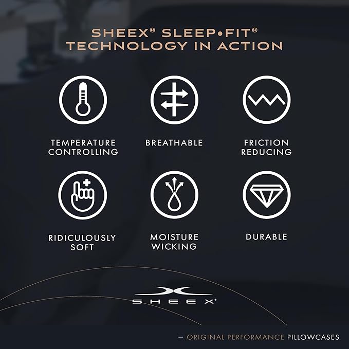 SHEEX Original Performance Cooling Pillowcases, Ultra-Soft Pillowcase Set, 2 Cooling Pillow Covers, King, Black