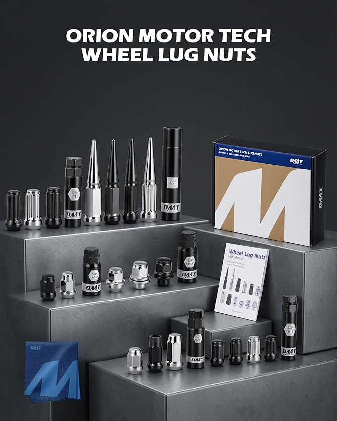 Orion Motor Tech M12x1.25 Spline Lug Nuts with Cone Seat, Wheel Accessories Compatible with 1993-2022 Nissan Altima, 1988-2022 Nissan Maxima, 1997-2023 Subaru Forester Aftermarket Wheel, Set of 20
